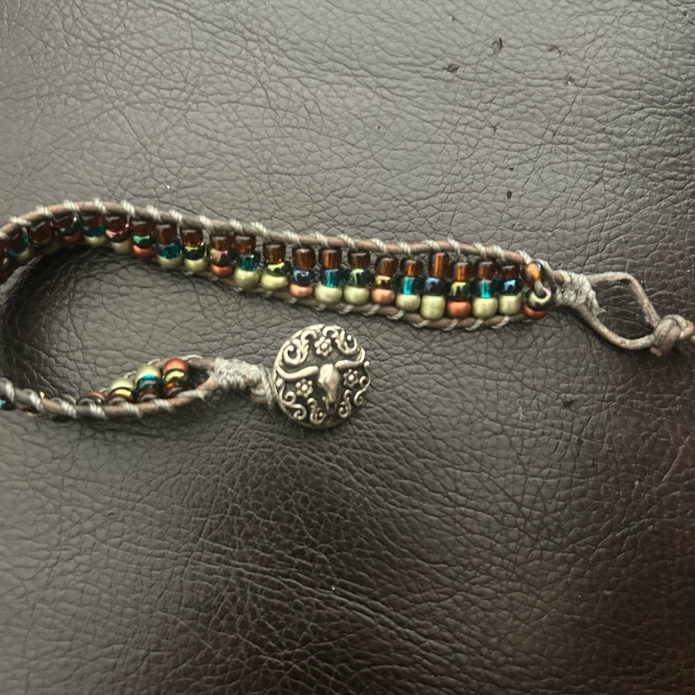 Beaded Bracelet with Silver Button